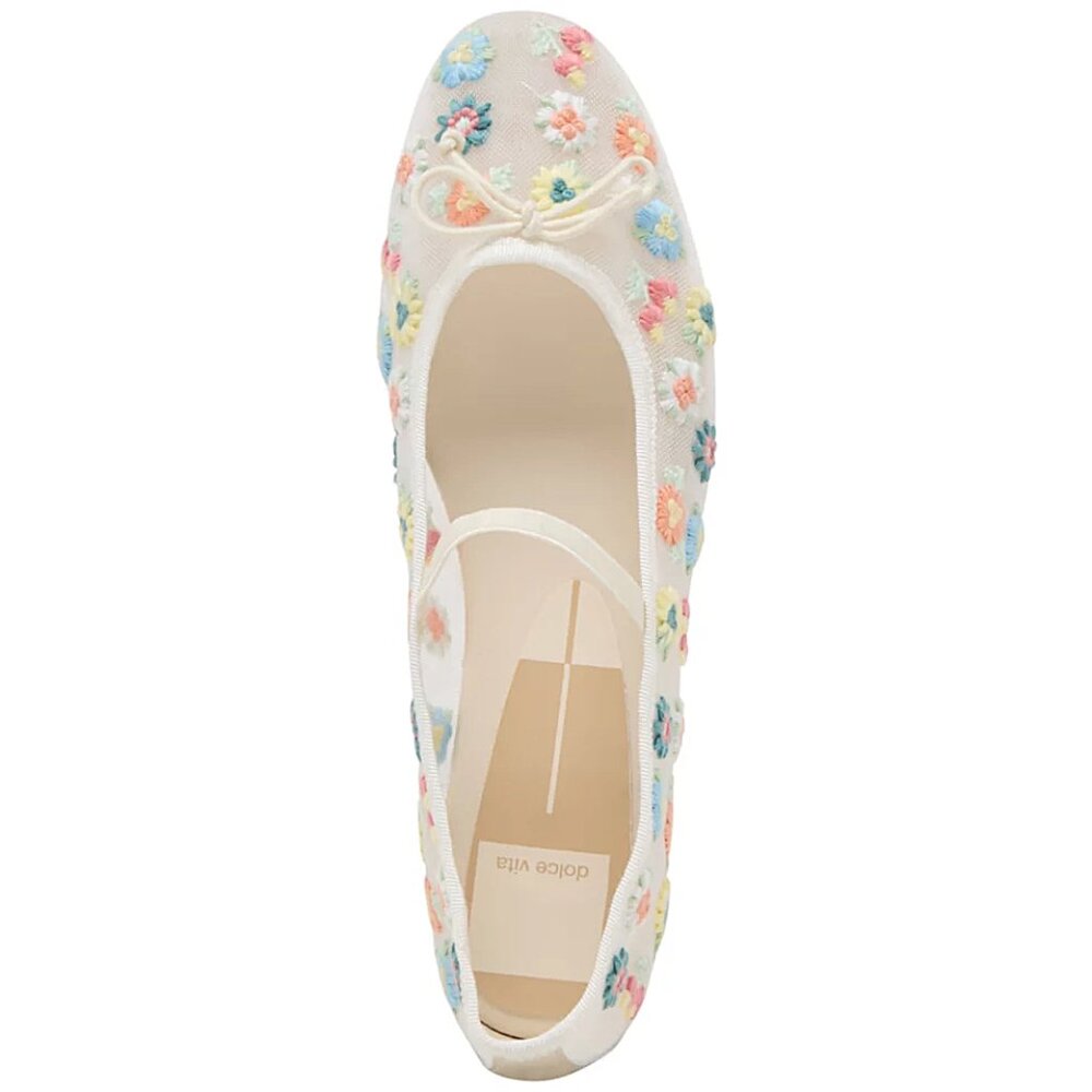 Dolce Vita White Floral Mesh Mary Jane Flats - Picture 4 of 7